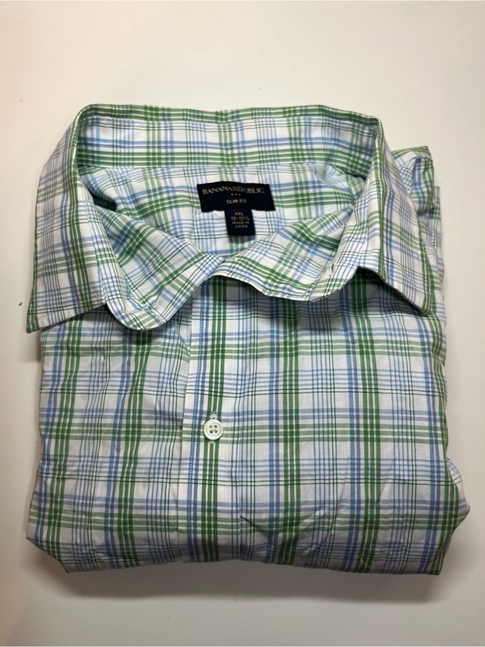 Banana Republic Men's Blue & Green Plaid Button-Down Shirt